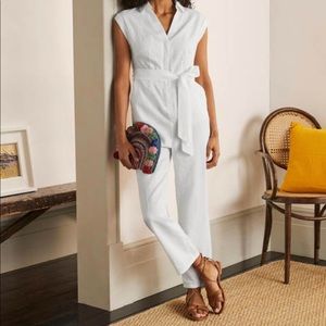 Boden White Linen Jumpsuit
